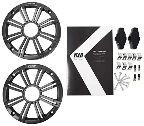 KICKER 45KM654 6.5" Marine Boat Speakers with Rockville MAC65B Pods Black