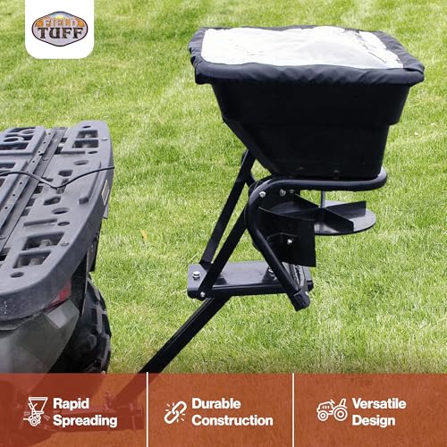 Field Tuff 12V ATV Hitch Mount Receiver 80 lb Fertilizer Spreader Black (2 Pack)