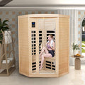 Xmatch Far Infrared Wooden Sauna Room 2-Person Corner 1600W Natural