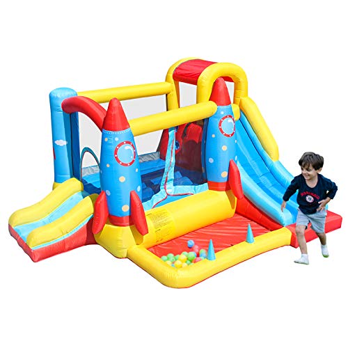 AirMyFun Inflatable Rocket Theme Bounce House Blue