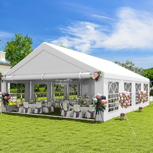 DWVO 20x30 ft Heavy Duty Party Tent with Removable Sidewalls White