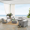 Modway Conway Sunbrella Outdoor Patio Wicker Rattan Furniture Set Light Gray White