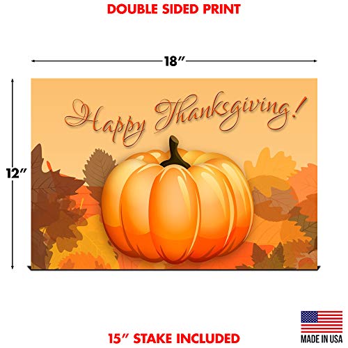 Yard Sign Happy Thanksgiving Turkey Day Lawn Decoration 18" x 12
