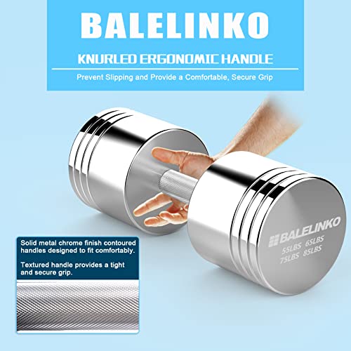 Balelinko Adjustable Chrome Dumbbell 55-85 lbs, Single