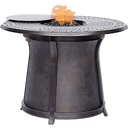 Hanover Traditions 5-Piece Outdoor Dining Set with Fire Pit and 4 Swivel Chairs Blue