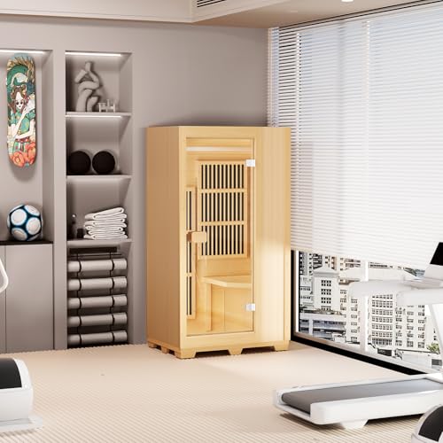 VEVOR 1 Person Far Infrared Wooden Sauna Brown