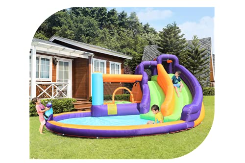 CocoNut Castles Double Slide Water Park with Water Cannon Multi