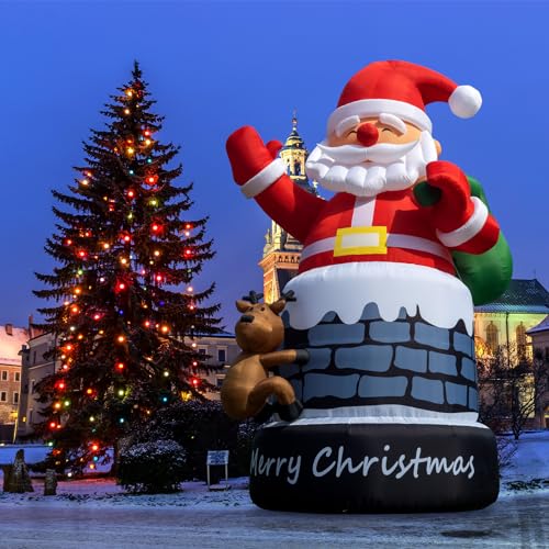 Inflantteble 33FT Giant Inflatable Santa Outdoor Christmas Decoration Red