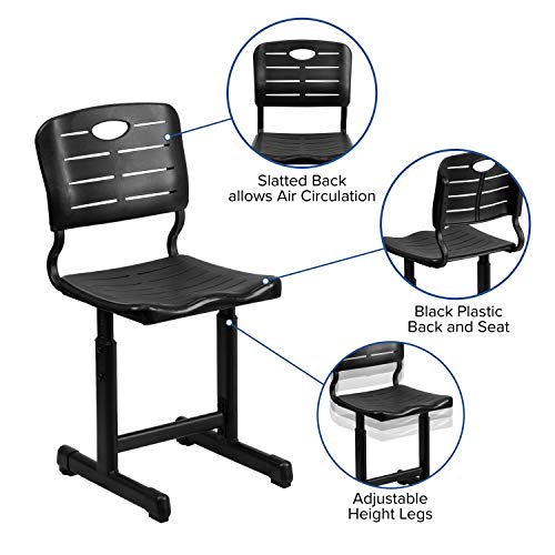 Flash Furniture Nila Adjustable Height Student Chair Set of 12 Black