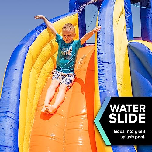 Sportspower Big Wave 2 Inflatable Water Slide with Climbing Wall and Blower Blue/Yellow
