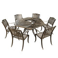 Oakland Living 63-Inch Bronze Hexagon Dining Set with Lazy Susan and Six Chairs