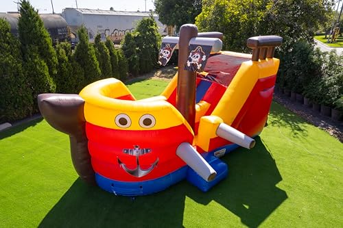 JumpOrange 15' Pirate Ship Bounce House Water Slide Combo Red