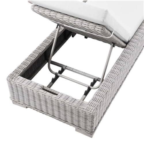 Modway Conway Outdoor Patio Wicker Rattan Chaise Lounge Light Gray White