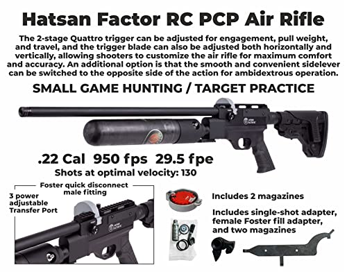 Wearable4U Hatsan Factor RC PCP .22 Caliber Air Rifle Bundle with Scope and 250 Pellets