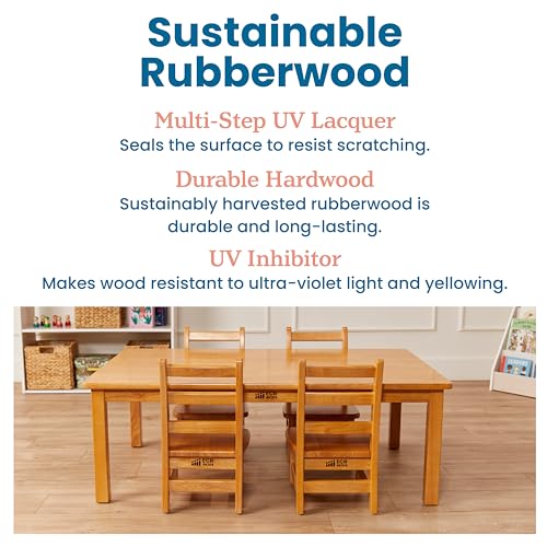 ECR4Kids Rectangular Hardwood Table & Chairs Set Honey
