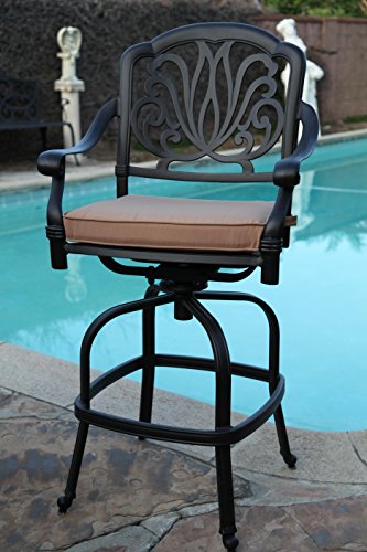 GrandPatioFurniture.com CBM Patio Elisabeth Collection Cast Aluminum 5 Piece 48" Bar Set Black Brown