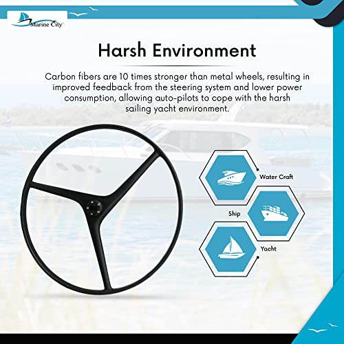 MARINE CITY Wavy-Style 3-Spoke Carbon Steering Wheel 925mm Black
