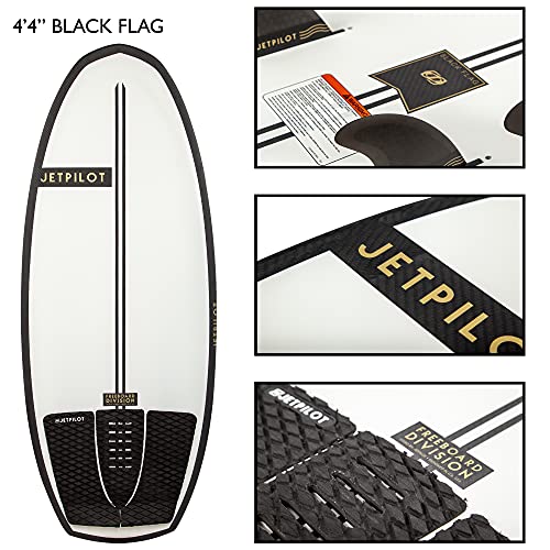 Jet Pilot Freeboard Division Black Flag Wake Surfboard 4ft 4in - EVA Traction Pads Quad (4) Fin, Carbon Fiber Base