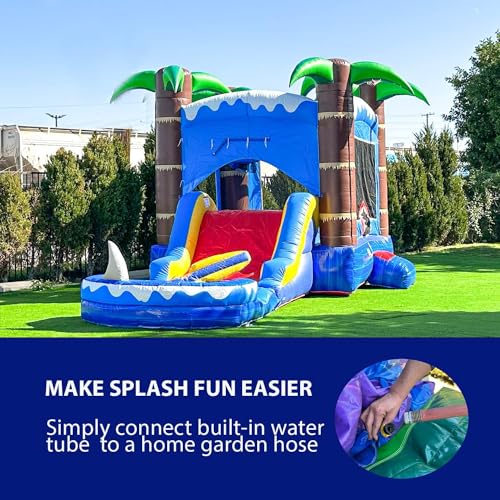 HERO KIDDO Ocean Shark Bounce House Water Slide Combo