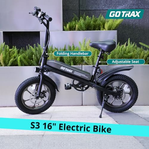 Gotrax S3 16" Folding Electric Bike 500W 25Miles Range 20Mph Black
