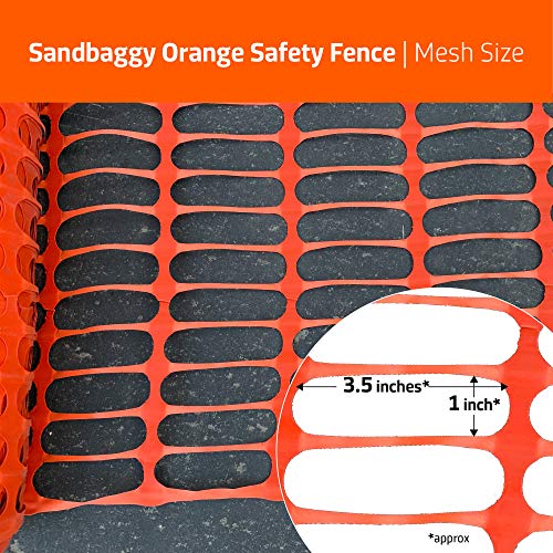 Sandbaggy 4 Ft x 100 Ft Orange Safety Barrier Fence - Plastic Snow Fence for Crowd Control & Construction (100 Rolls)