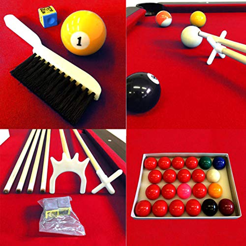 SIMBASHOPPING USA 8' Feet Billiard Pool Table Vintage Red with Benches Brown & Red