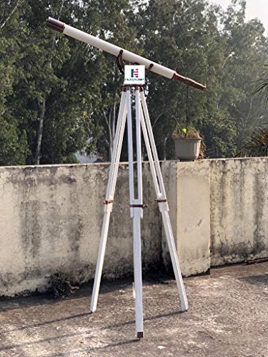 Nautical-Mart Brass Antique Anchormaster Telescope with White Leather 65
