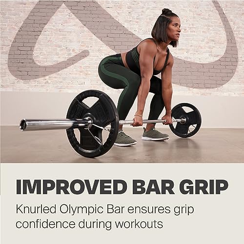 CENTR Olympic Barbell Weight Set with Bar 300 lb - Chrome/Black