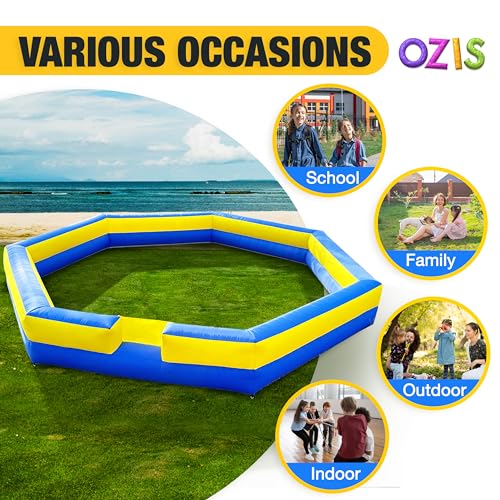 OZIS 26FT Inflatable Gaga Ball Pit with Built-in Blower Blue & Yellow