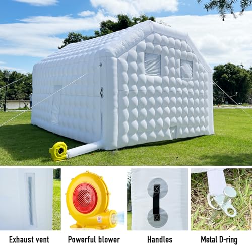 OZIS Large White Inflatable Nightclub Disco Cube Tent 20X16.5X12Ft