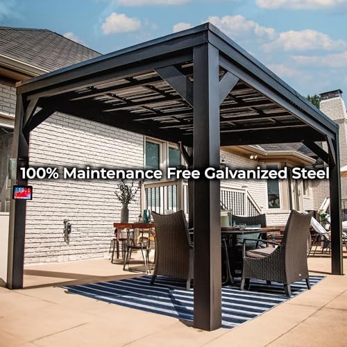 Backyard Discovery Stonebridge Galvanized Steel Outdoor Gazebo Pavilion Black