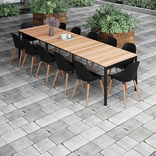Brampton Bora 13-Piece Teak & Aluminum Outdoor Dining Set for 12 Black