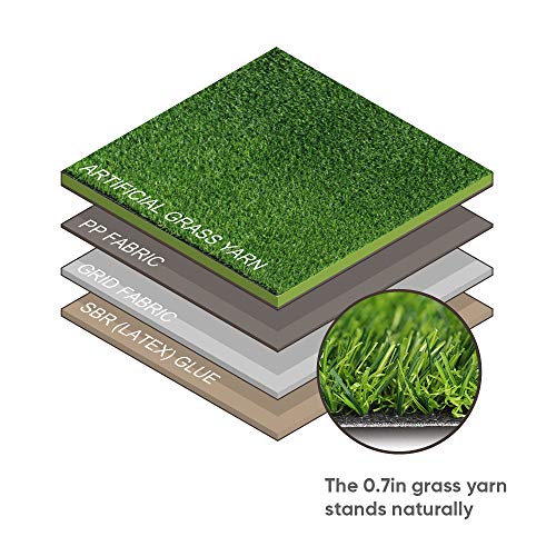 Fas Home Artificial Grass Turf 0.7" 13FTx42FT Indoor/Outdoor Rug