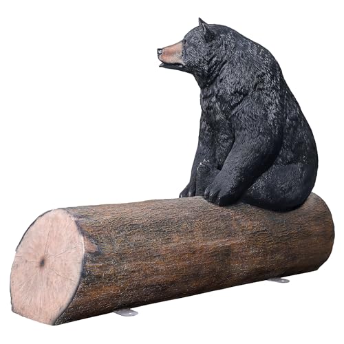 Design Toscano Black Bear on a Log Sculptural Bench 62 Inch Wide Black/Brown