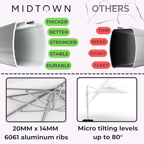 Midtown Umbrellas 9x9 Ft Outdoor Cantilever Patio Umbrella Terylast Ivory