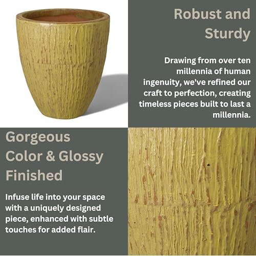 Emissary 26in Yellow Stoneware Round Planter