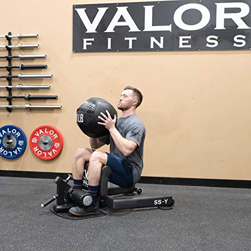 Valor Fitness Sissy Squat Machine - Heavy Duty - Grip Handle and Wheels - Adjustable - Core Glute Hamstring - Quad Leg Muscle - Hip Thrusters - Strength Building Gym Workout Equipment - SS-Y Yellow