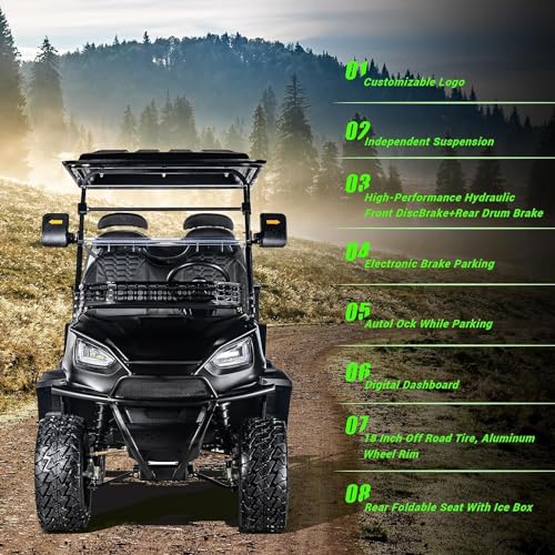 StandbyMe Golf Cart Electric 48V 5000W AC Motor 18 Inch Off Road Tires Black