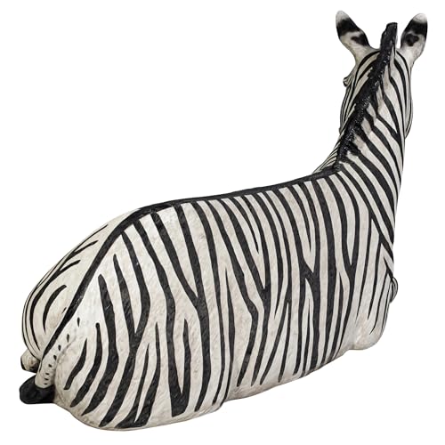 Design Toscano African Striped Zebra Photo-Op Sculptural Bench 68 Inch Black/White