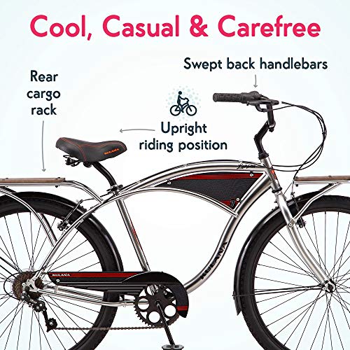 Kulana Lakona Tide Adult Beach Cruiser Bike 26-Inch 7-Speed Silver