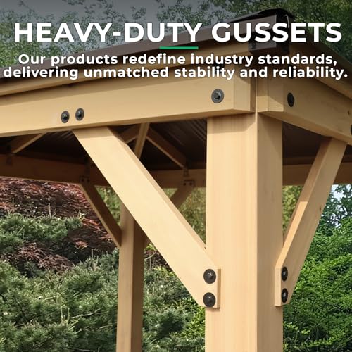 Yardistry 10' x 12' Meridian Cedar Wood Gazebo Pavilion Brown