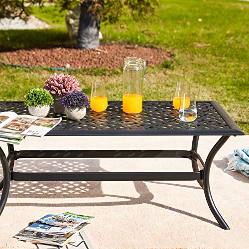 PatioFestival Heavy Duty 3-Person Cushioned Patio Loveseat with Coffee Table Blue
