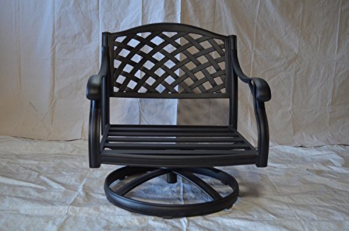 theWorldofpatio Nassau Cast Aluminum Swivel Rocker Club Chairs with Walnut Cushions Antique Bronze