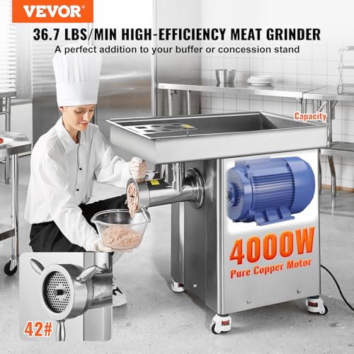 VEVOR Commercial Electric Meat Grinder 4000W Stainless Steel Silver