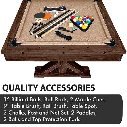 Freetime Fun 7 FT 3 in 1 Multi Game Pool Table with Dining Top Espresso