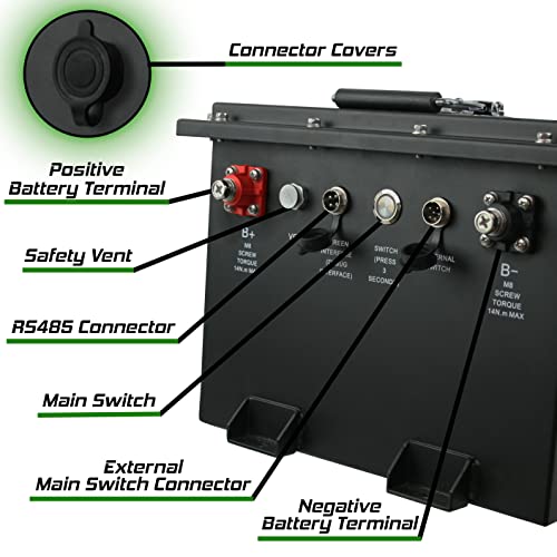 PowerStar 51V LiFePO4 Golf Cart Battery Replacement Black