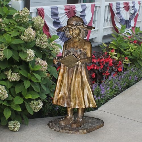 DESIGN TOSCANO Beulah's Sundress Little Girl Reading Cast Bronze Garden Statue Bronze