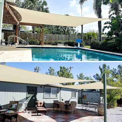 TANG Sunshades Depot A Ring Design Steel Cable Wire Reinforcement Sun Shade Sail 40' x 40' Square Beige