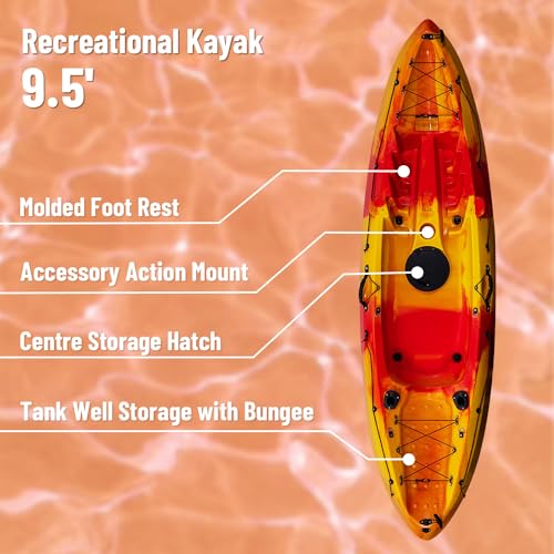 CuisinAid 9.4FT Sit-On-Top Fishing Kayak with Paddles Green Yellow