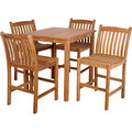 Outdoor Living and Style 5-Piece Eden Teak Patio Bar Set 46" Brown